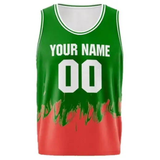 Custom Kids Crew Neck Sublimated Vest Green-Orange